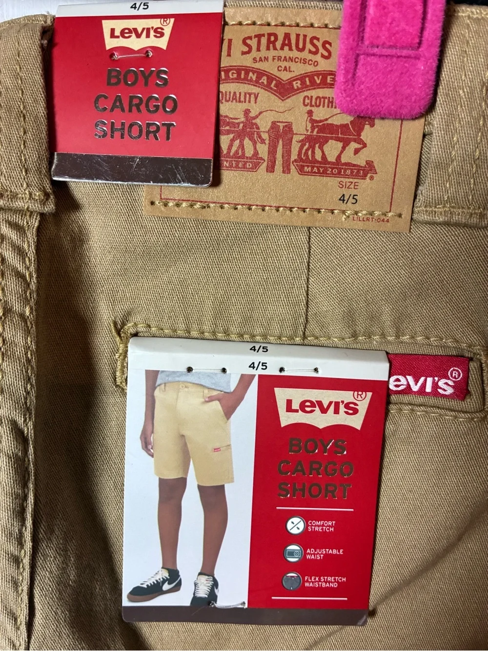 Levi's Kids Tan  Cargo Shorts with Red Logo Tab